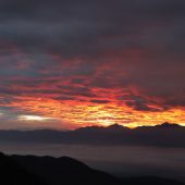 南アルプスの朝焼け 