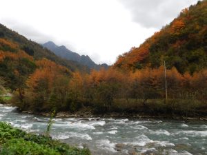 四川省・八美から丹巴路へ 雅拉雪山を望む 紅葉の丹巴路1 紅葉の丹巴路2 四姑娘山の秋の写真 錦秋の丹巴路を行く3-11
