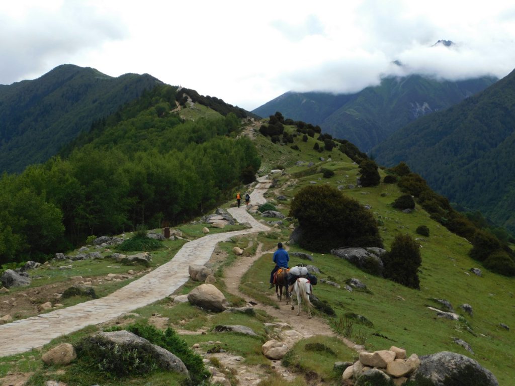 四川省・長坪溝、枯樹灘、四姑娘山鎮から大本営ベースキャンプへ、大峰山頂の写真 四姑娘山、大峰を登る2-5