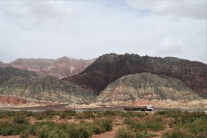 新疆ウィグル自治区・塔里木（タリム）盆地の写真　胡楊林を染めるタリムの夕陽4-10
