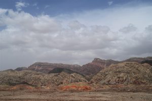 新疆ウィグル自治区・塔里木（タリム）盆地の写真　胡楊林を染めるタリムの夕陽4-9