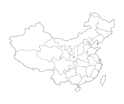 陝西省・甘泉大峡谷／延安周辺の略地図