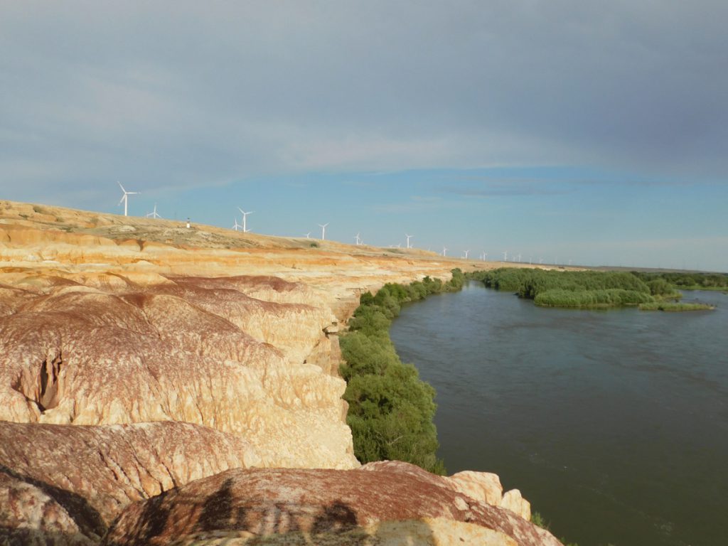 新疆ウィグル自治区・五彩灘の写真 砂漠と緑の競演-2