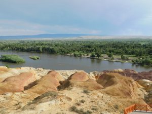 新疆ウィグル自治区・五彩灘の写真 砂漠と緑の競演-9