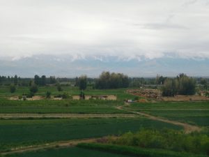 新疆ウィグル自治区・蘭州から烏魯木斉へ／烏魯木斉 ジュンガル盆地／砂漠の道 カナスへの玄関、布爾津／阿勒泰の深緑の谷の写真　烏魯木斉（ウルムチ）からカナスへ-8